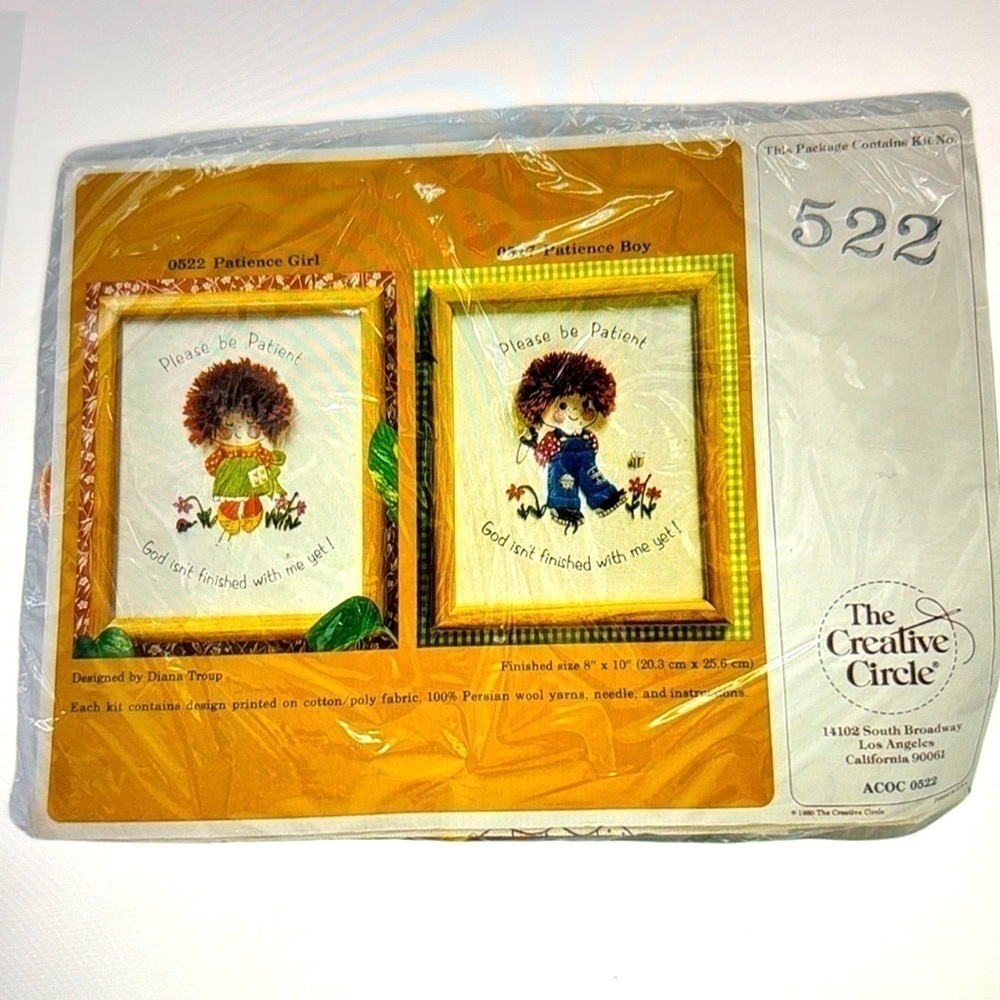 The Creative Circle 522 PATIENCE GIRL Stitchery Craft Kit Vintage.        NWOT